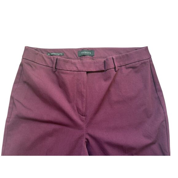 Talbots High Waist Straight‎ Pants size 14 Cotton Blend Burgundy Color - Picture 2 of 7
